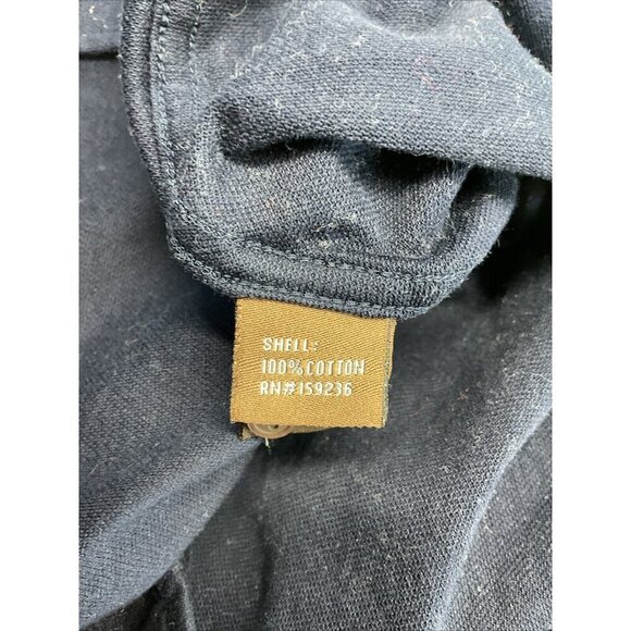 J McLaughlin size L Navy Long Sleeve Jersey Knit Button Up Blouse Shirt Career - Picture 8 of 9